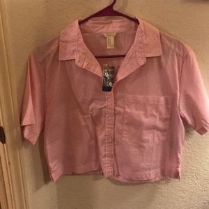 Cropped pink and white stripe forever 21 blouse!